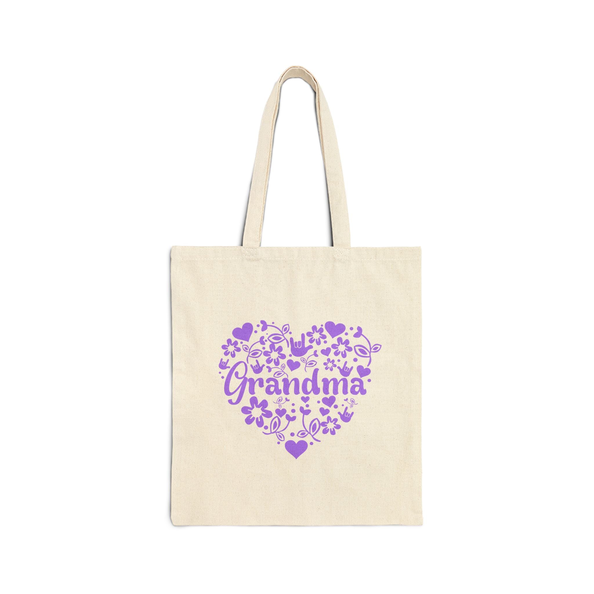 Grandma Heart Floral Canvas Tote Bag — Mothers Day Gift