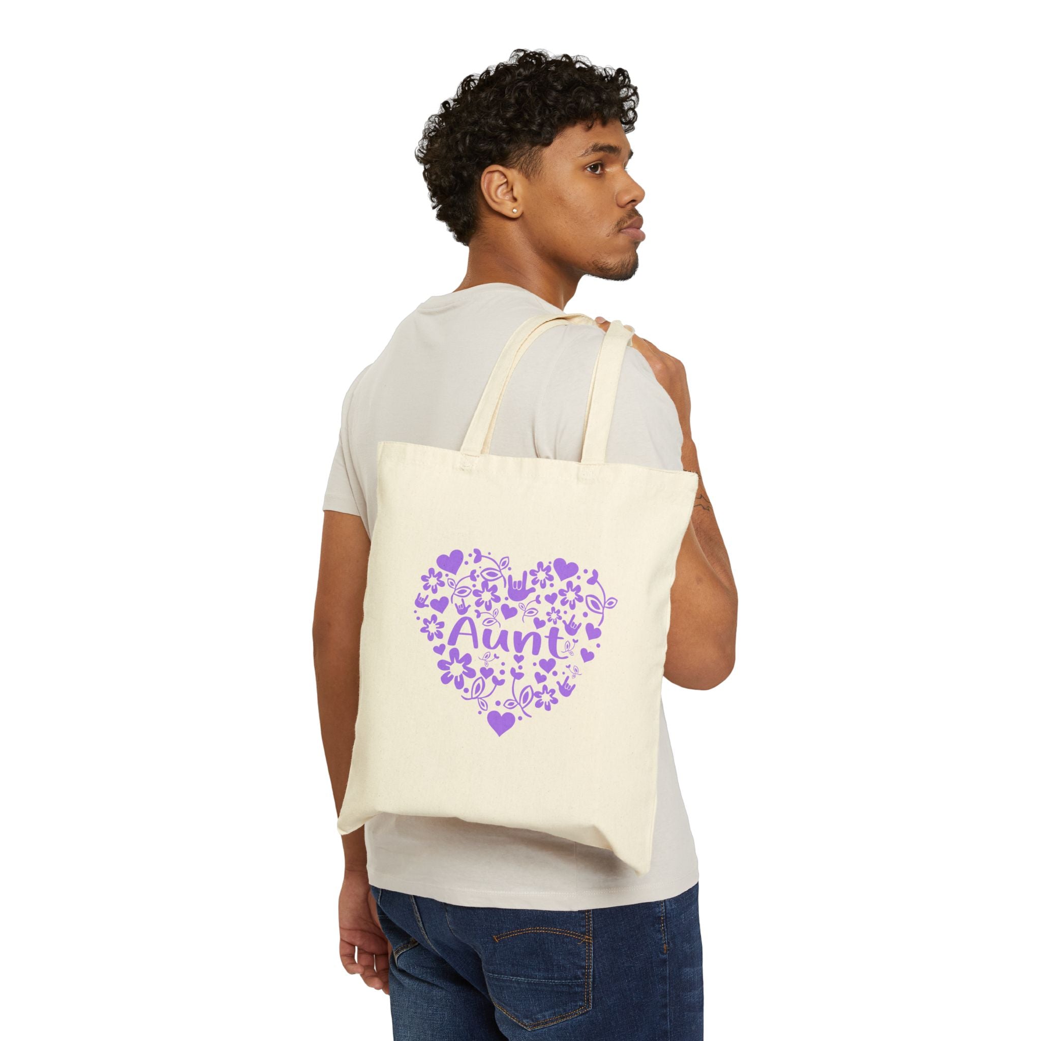 Aunt Heart Floral Tote Bag