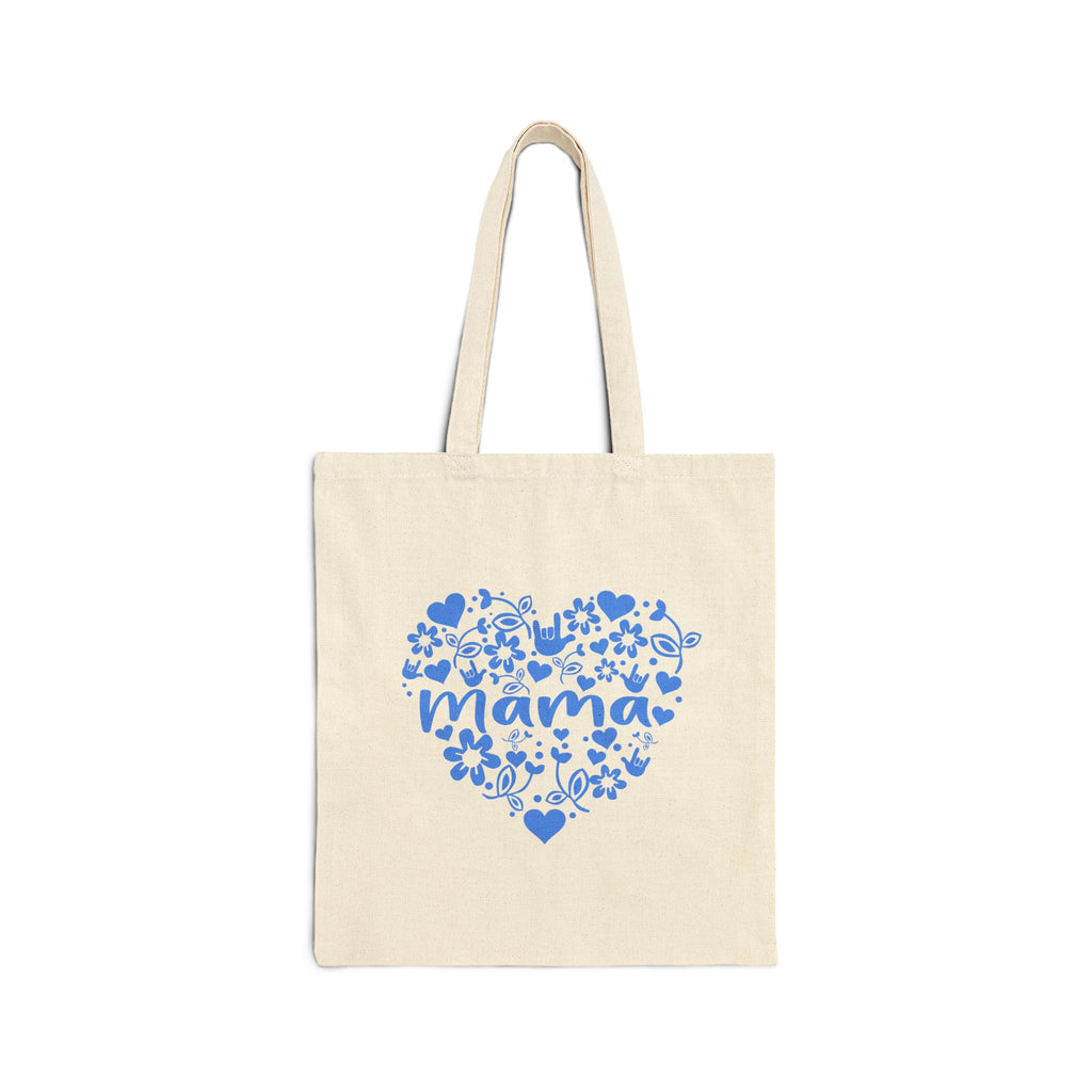 Mama Heart Floral Tote Bag — Cotton Canvas Mother's Day Shopper