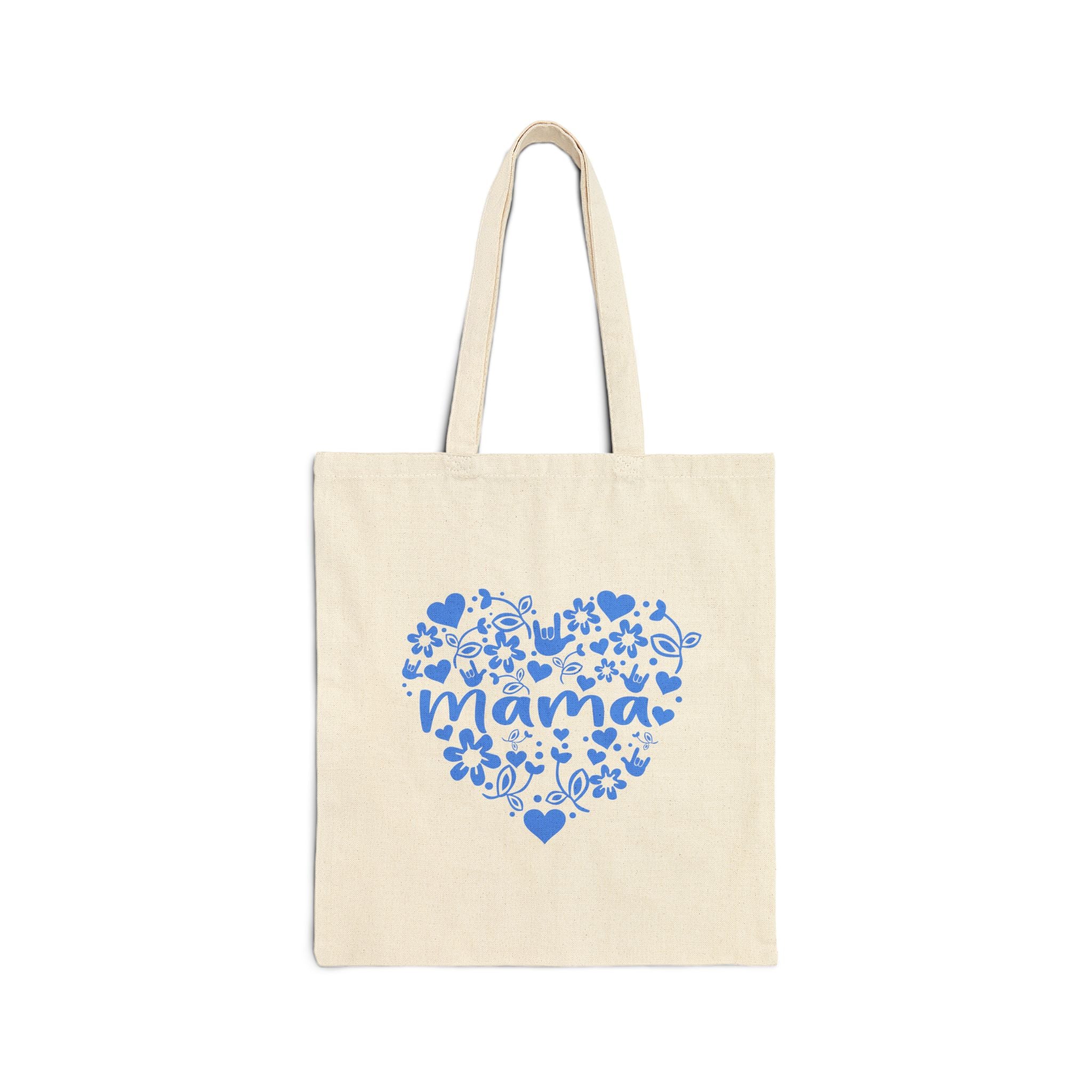 Mama Heart Floral Tote Bag — Cotton Canvas Mother's Day Shopper