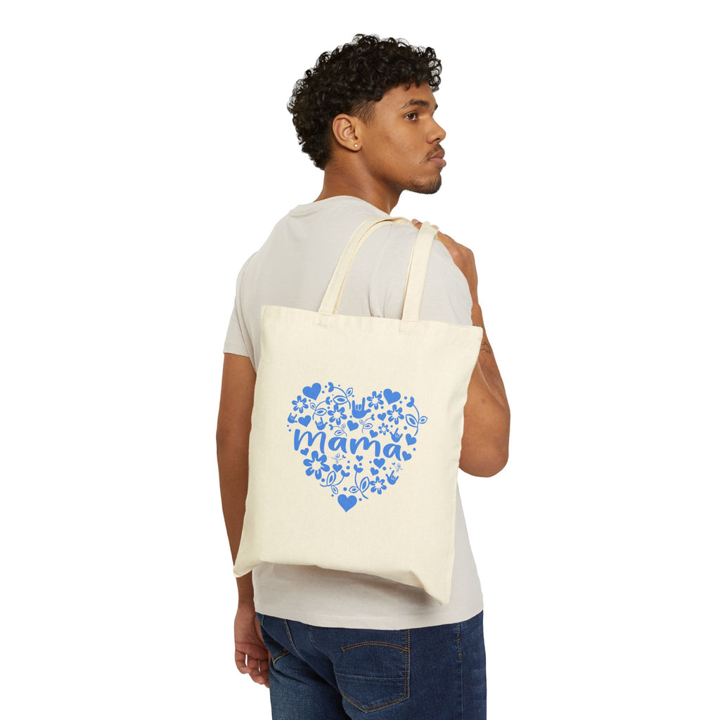 Mama Heart Floral Tote Bag — Cotton Canvas Mother's Day Shopper